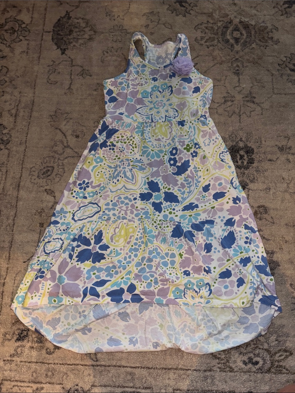 The Children's Place Lavender, Blue & Green Floral High-Low Tank Dress